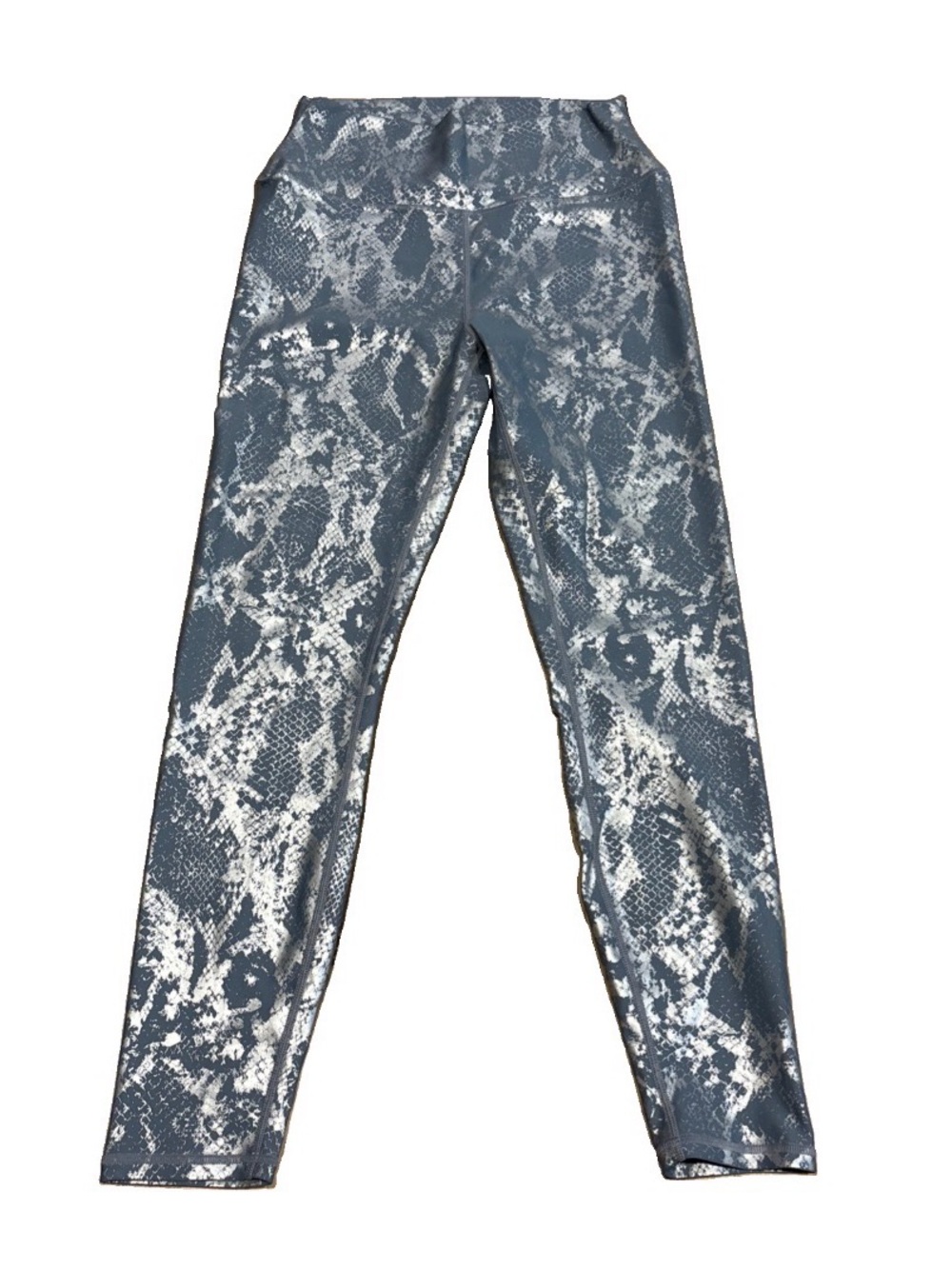 Carbon 38 Leggings Shiny Snake Print Size Large Silver And Blue